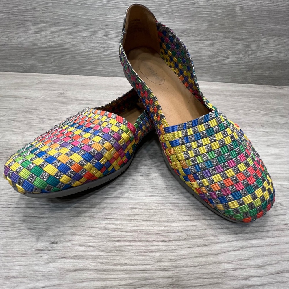 Comfortview‎ Bethany Woven Rainbow Glitter Flat Shoes Women's 9 1/2 WW